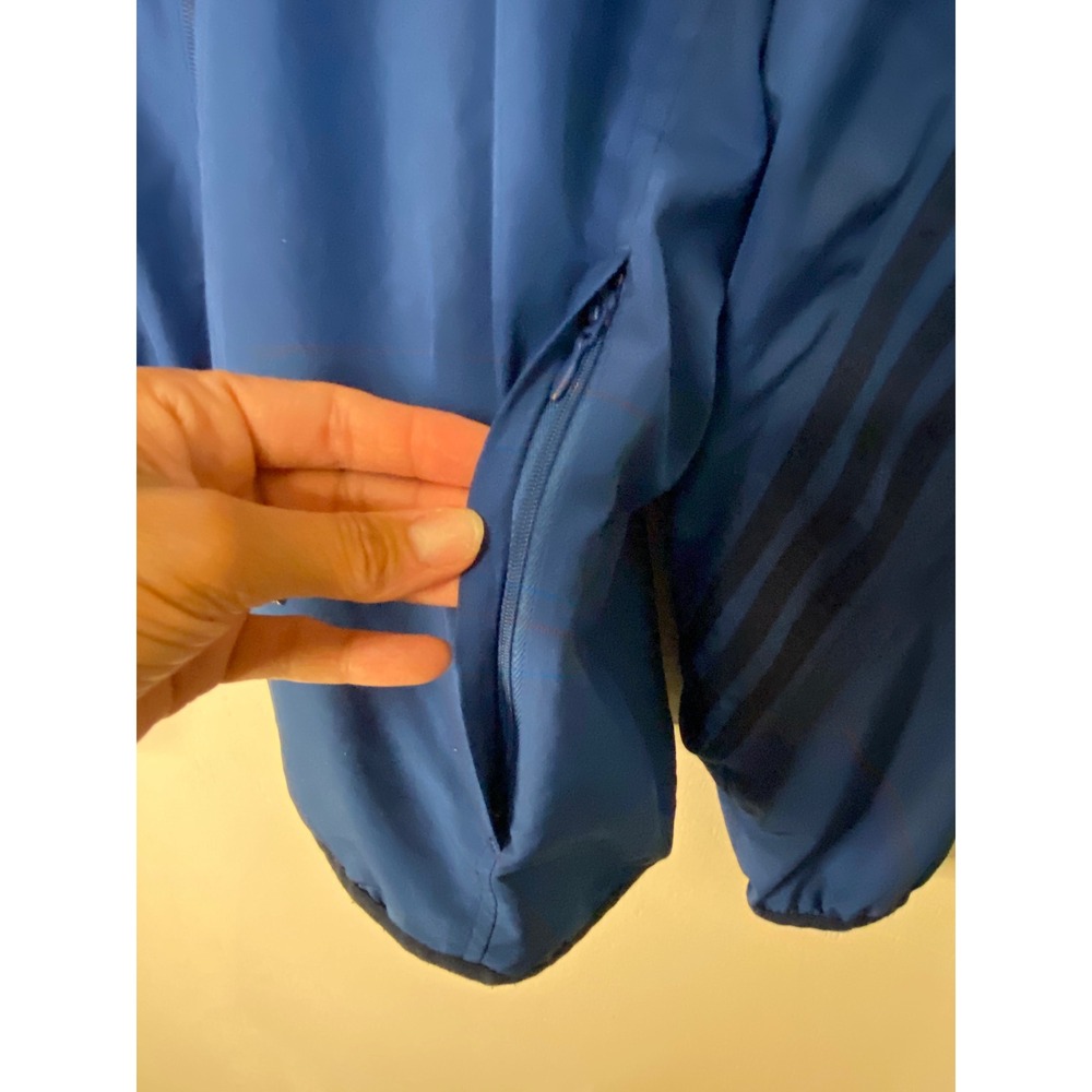 Adidas Mens 3XL Windbreaker Jacket Blue Full Zip Mesh Lined 3 Stripe Track Coat - Picture 6 of 16